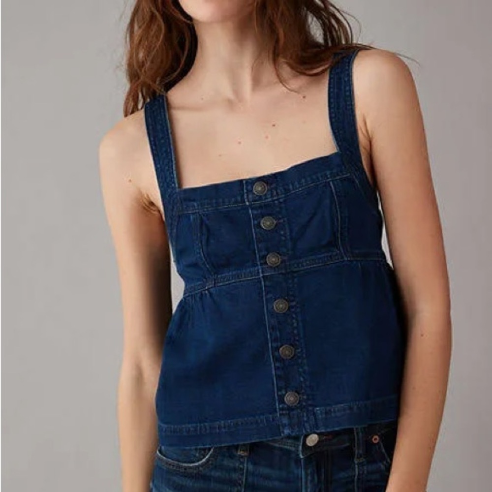 American Eagle Sleeveless Denim Babydoll Top sz L